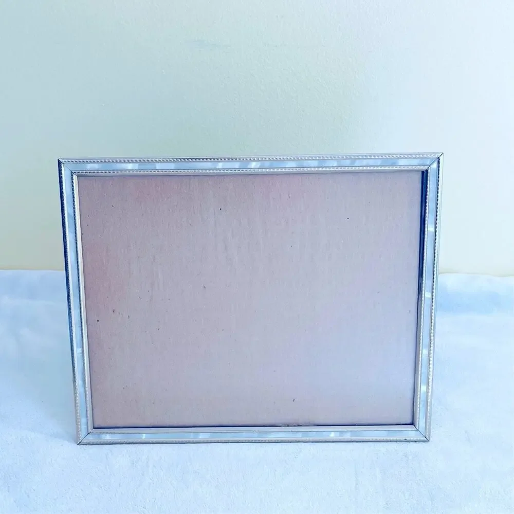 Vtg Photo Picture Frame Mid-Century 8x10 Mother of Pearl Style Gold Tone